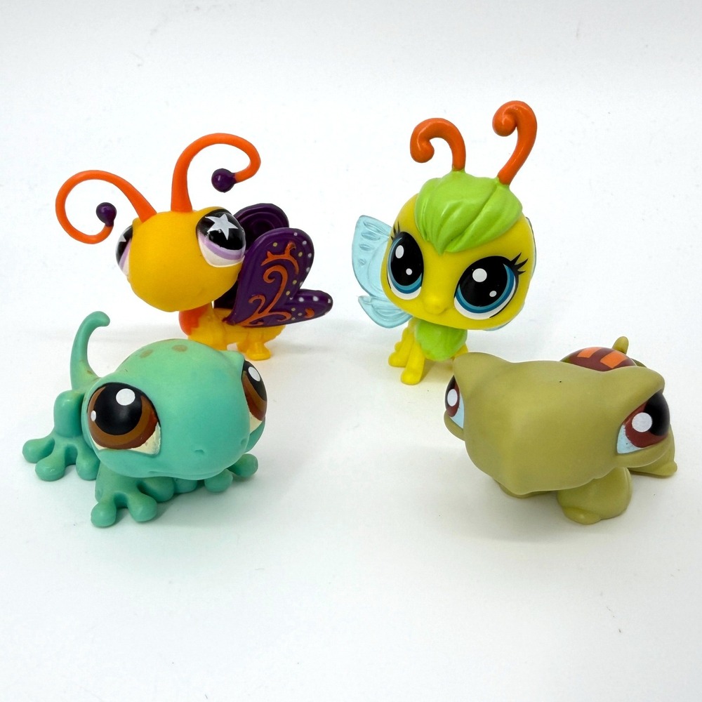 Lot 4 Littlest Pet Shop LPS Figures Turtle Gecko Butterfly